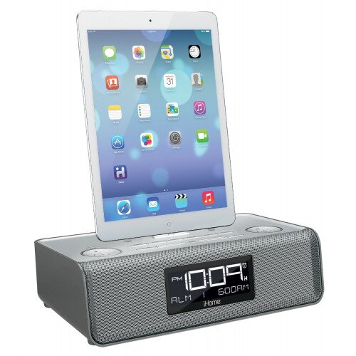 iHome iDL43 Dual Charging Stereo FM Clock Radio with Lightning Dock and USB Charge/Play for iPad/iPhone/iPod