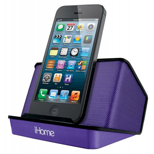 iHome iHM27 Portable Rechargeable Stereo Speaker System with Aux Line-In - Purple
