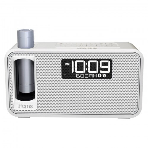 iHome iKN105 Dual Charging Bluetooth Stereo Alarm Clock Radio/ Speakerphone with NFC, Portable Removable Power - White