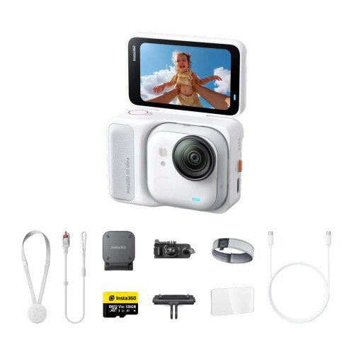 Insta360 GO Ultra Tiny Hands-Free 4K Pocket Action Camera - 128GB MicroSD Card - Running Bundle - Arctic White
