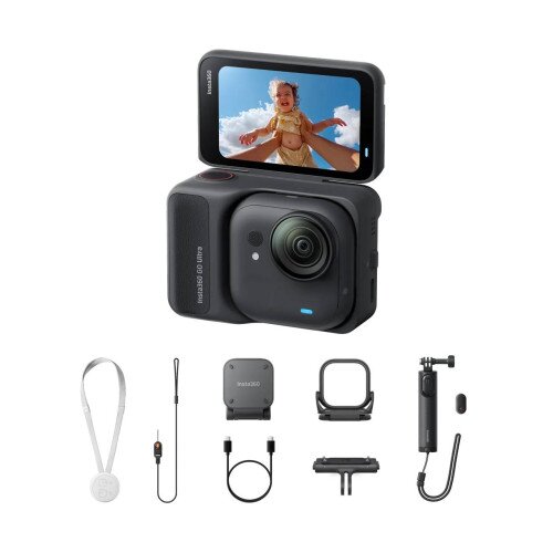 Insta360 GO Ultra Tiny Hands-Free 4K Pocket Action Camera - No MicroSD Card - Family Bundle - Midnight Black
