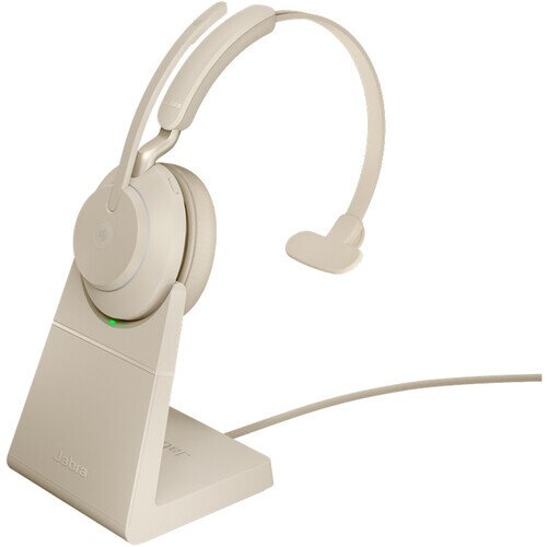 Jabra Evolve2 65 Wireless Office Headset - USB-A MS Teams Mono with Charging Stand - Gold Beige