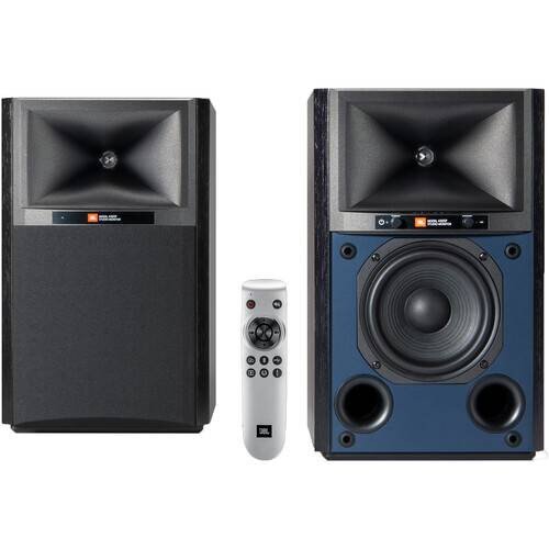 JBL 4305P Studio Monitor Powered Bookshelf Loudspeaker System - Black Walnut