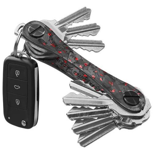 Keysmart Original Compact Key Organizer - Red Forged Carbon