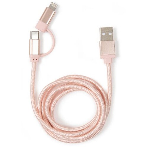 Kikkerland 2-in-1 Braided Cable - Rose Gold