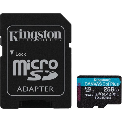 Kingston Canvas Go! Plus MicroSD Memory Card - 256GB - SD Adapter