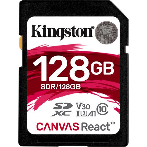 Kingston Canvas React Class 10 SDHC/SDXC Card - 128GB