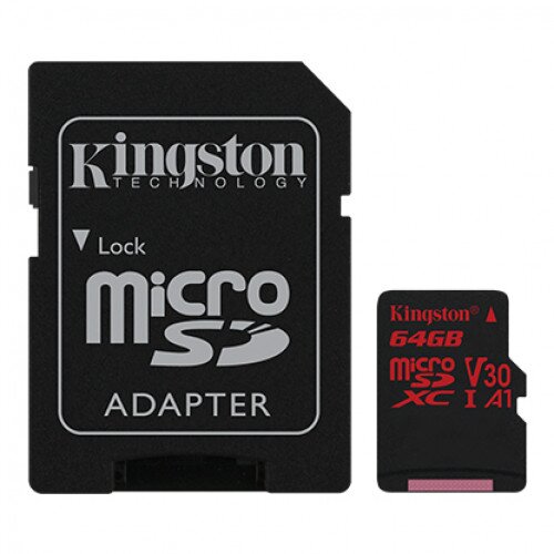 Kingston Canvas React MicroSD Memory Card with SD Adapter - 64GB
