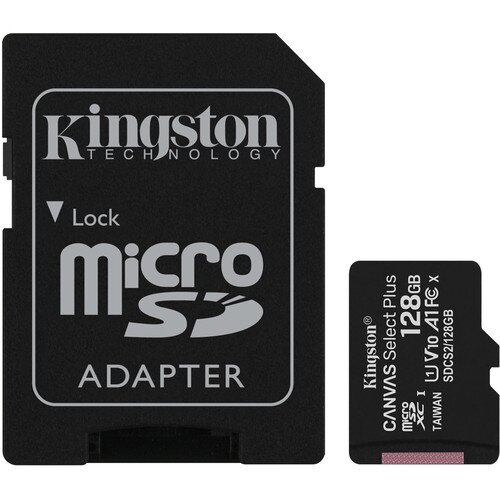 Kingston Canvas Select Plus microSD Card - 128GB - Single Pack - SD Adapter