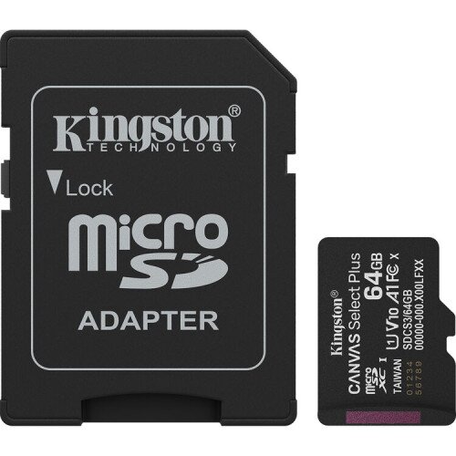 Kingston Canvas Select Plus microSD Memory Card - 64GB - SD Adapter