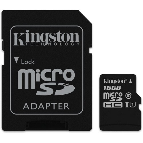 Kingston MicroSDHC/MicroSDXC Class 10 UHS-I Card with SD Adapter - 16GB