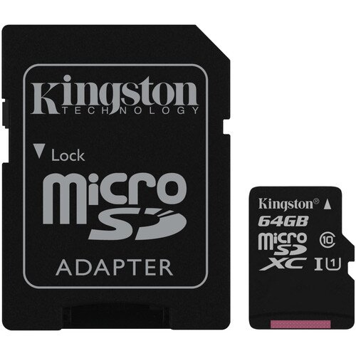 Kingston MicroSDHC/MicroSDXC Class 10 UHS-I Card with SD Adapter - 64GB