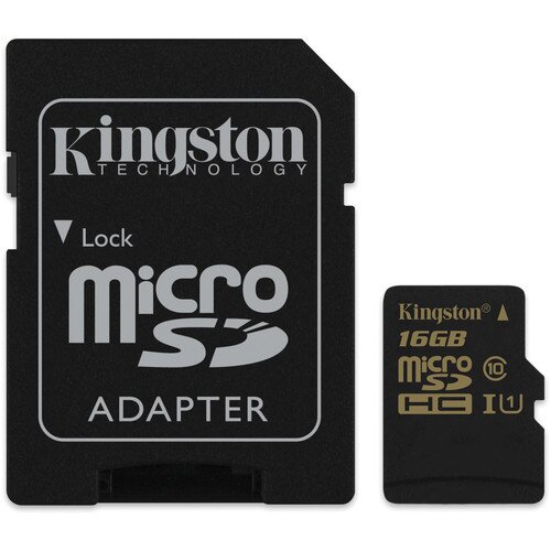 Kingston MicroSDHC/SDXC Card - Class 10 UHS-I with SD Adapter - 16GB