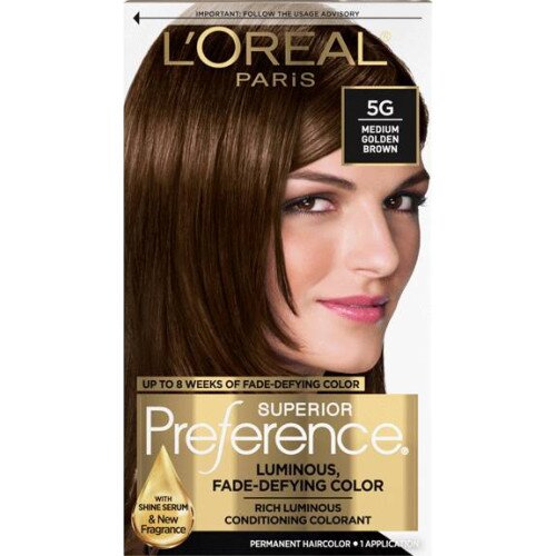 L'Oreal Paris Fade-Defying Shine Permanent Hair Color - 5G Medium Golden Brown