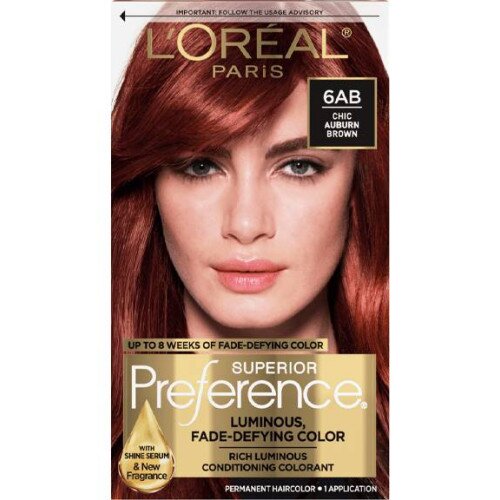 L'Oreal Paris Fade-Defying Shine Permanent Hair Color - 6AB Chic Auburn Brown