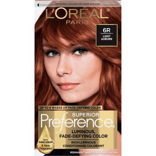 L'Oreal Paris Fade-Defying Shine Permanent Hair Color - 6R Light Auburn