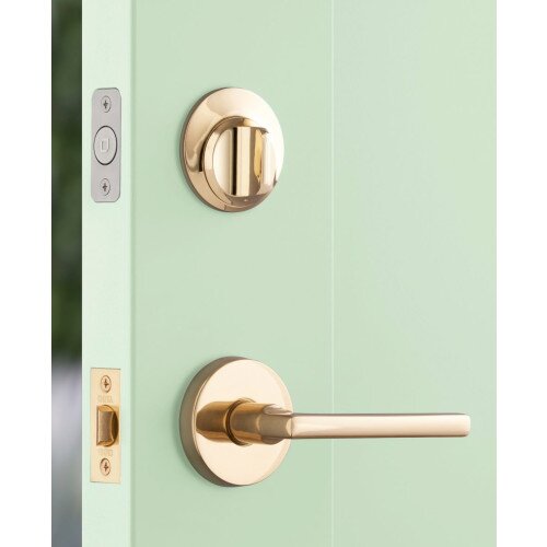 Level smart lock in polished brass finish for a residential door