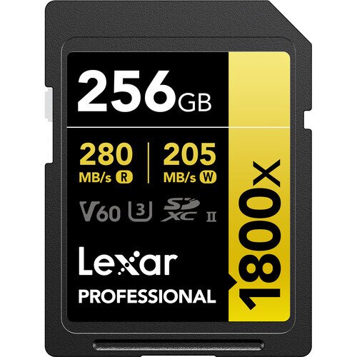 Lexar Professional 1800x SDXC UHS-II Card GOLD Series - 256GB - 1-Pack