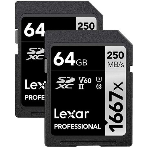 Lexar Professional 1667x SDXC UHS-II Card SILVER Series - 2-Pack - 64GB