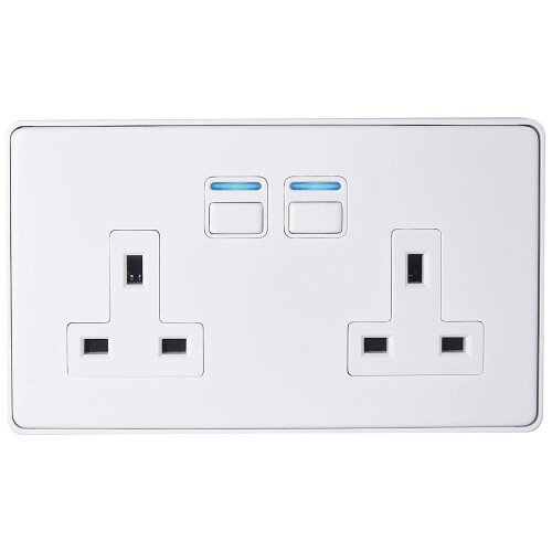 Lightwave Smart Socket (2 gang) - White Metal