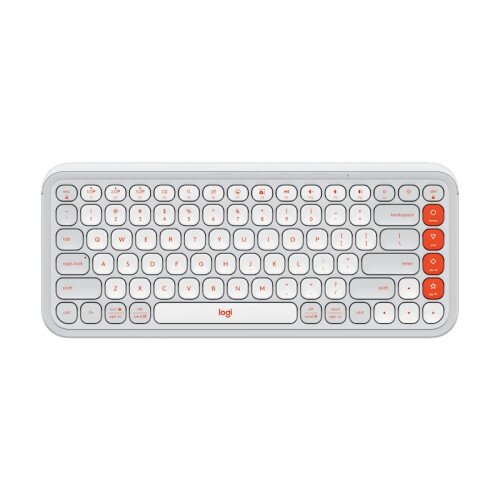 Logitech Pop Icon Keys Wireless Keyboard - Off White & Orange