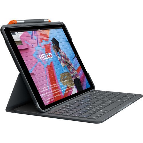 Logitech SLIM FOLIO Keyboard Case with Bluetooth - iPad (7th Gen) - Graphite