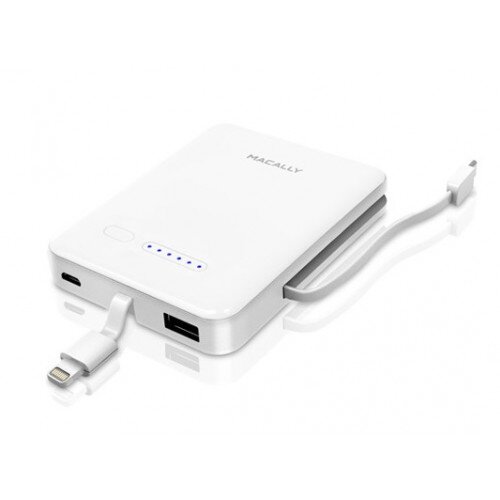 Macally 3000mAh Portable Battery Charger with Built-in Lightning and Micro USB Cable