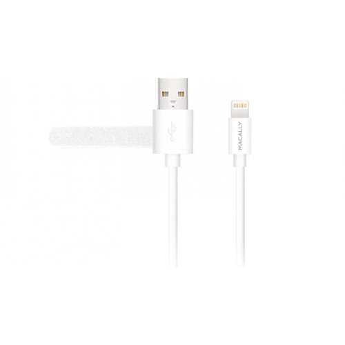 Macally Apple MFI Certified USB to Lightning Cable with Tangle Free Cable Management - 6ft - White