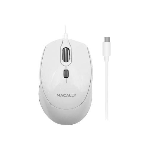 Macally Ergonomic USB-C Mouse for Mac and PC - White