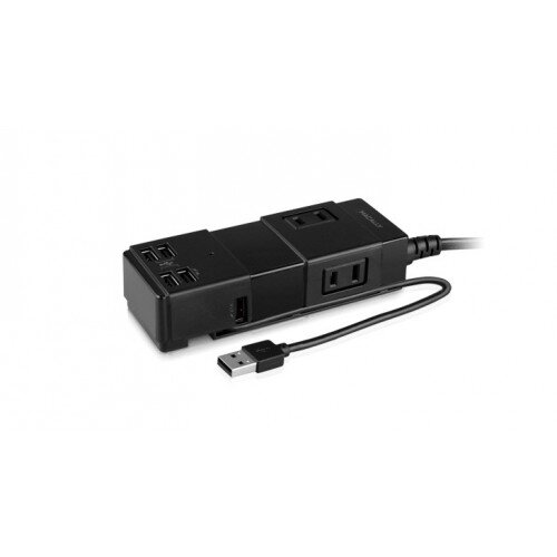 Macally Portable Power Strip with USB 2.0 Hub and Charger