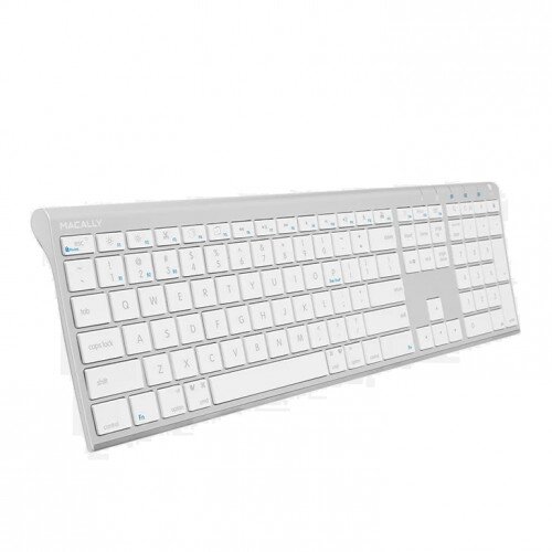 Macally Rechargeable Aluminum Quick Switch Bluetooth Keyboard for Three Devices
