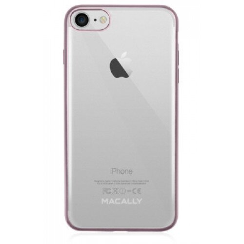 Macally Ultra Thin Soft Transparent Case with Matte Trim for iPhone 7 - Rose Gold