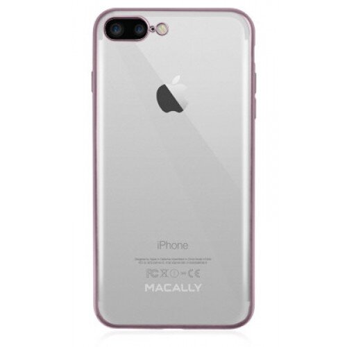 Macally Ultra Thin Soft Transparent Case with Matte Trim for iPhone 7 Plus - Rose Gold