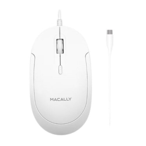 Macally USB-C Optical Quiet Click Mouse for Mac/PC White