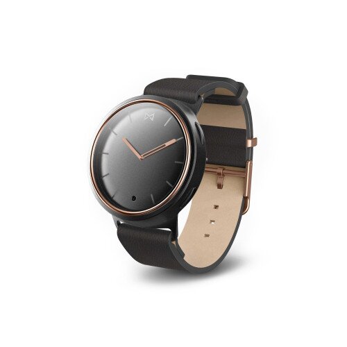 Misfit Phase Smartwatch - Jet/Gold and Black Leather Strap