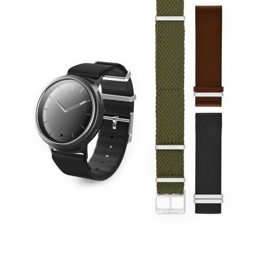 Misfit Phase + Accessory Pack Bundle - Silver - White Sport Strap - Seaside 3-Pack