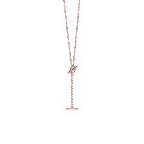 Misfit Ray Lariat Necklace - Rose Tone