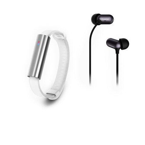 Misfit Ray Sport Band + 1More In-Ear Headphones - (Polished)-Stainless Steel-White Sport Band