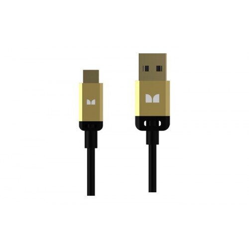Monster Mobile High Performance USB Type-A 2.0 to Micro USB-B Cable - 3ft - Black and Gold