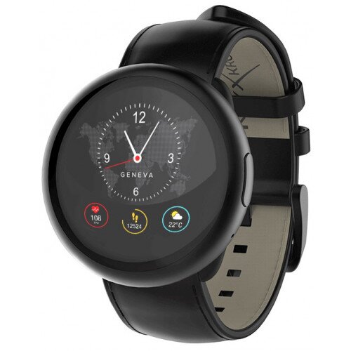 MyKronoz ZeRound2 HR Premium Smartwatch - Brushed/Black/Leather