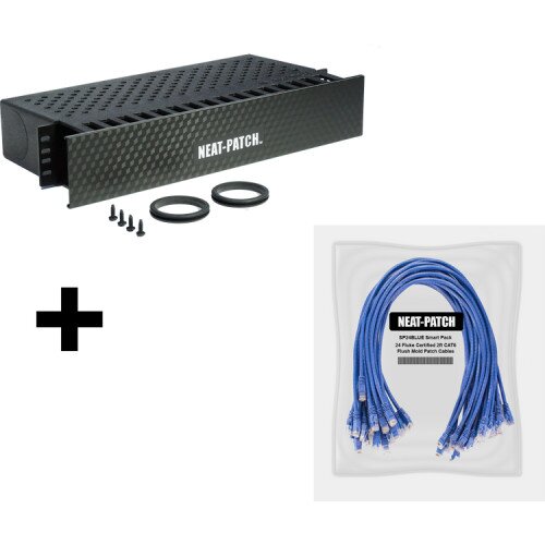 Neat Patch NP2K624 - NP2 Cable Management Bay With 24 Patch Cables - Blue