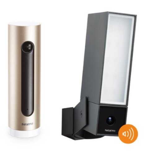 Netatmo Smart Outdoor Camera with Siren and Indoor Camera - Black