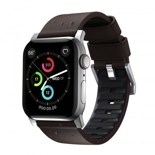 Nomad Active Strap Pro - Classic Brown - Silver Hardware - 44mm / 42mm