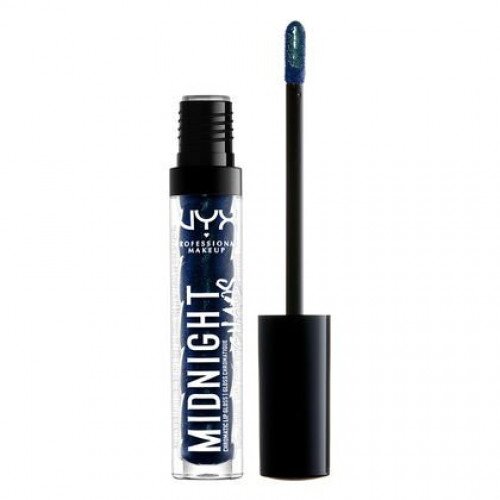 NYX Midnight Chaos Lip Gloss - Melted Onyx - Black With Blue Pearl - 2
