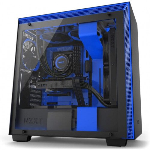 NZXT H700i Mid-Tower Case with Lighting and Fan Control - Matte Black+Blue