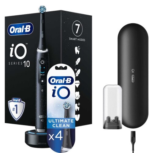 Oral-B iO10 Cosmic Black Electric Toothbrush Charging Travel Case - Black - Toothbrush + 8 Refills