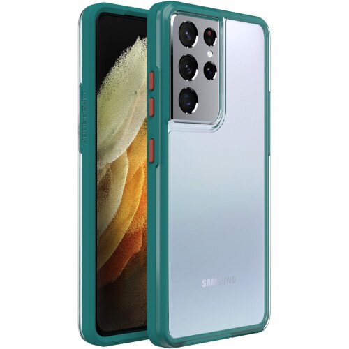 LifeProof SEE Case for Galaxy S21 Ultra 5G - Be Pacific (Clear/Orange/Green)