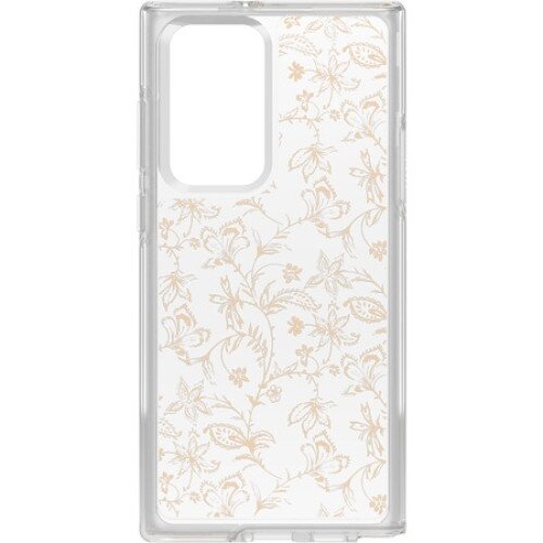 OtterBox Galaxy S22 Ultra Symmetry Series Clear Antimicrobial Case - Wallflower Graphic (Clear/Gold)