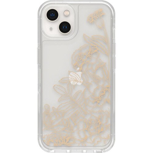 OtterBox iPhone 13 Case Symmetry Series Clear Antimicrobial - Marigold (Clear / Gold Graphic)