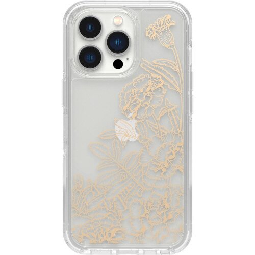 OtterBox iPhone 13 Pro Case Symmetry Series Clear Antimicrobial - Marigold (Clear / Gold Graphic)